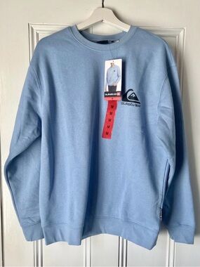 NWT 90s Y2K surf light blue Quicksilver Sweatshirt Size M Crewneck skate beach